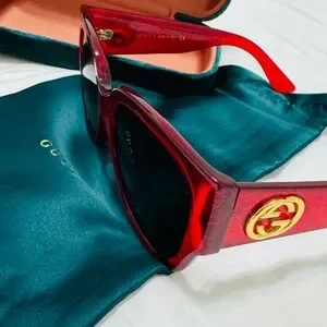 Gucci | Accessories | Gucci Red Sunglasses With Teal Case 